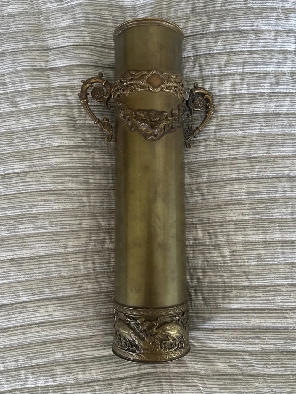 WW1 French artillery shell vase brass